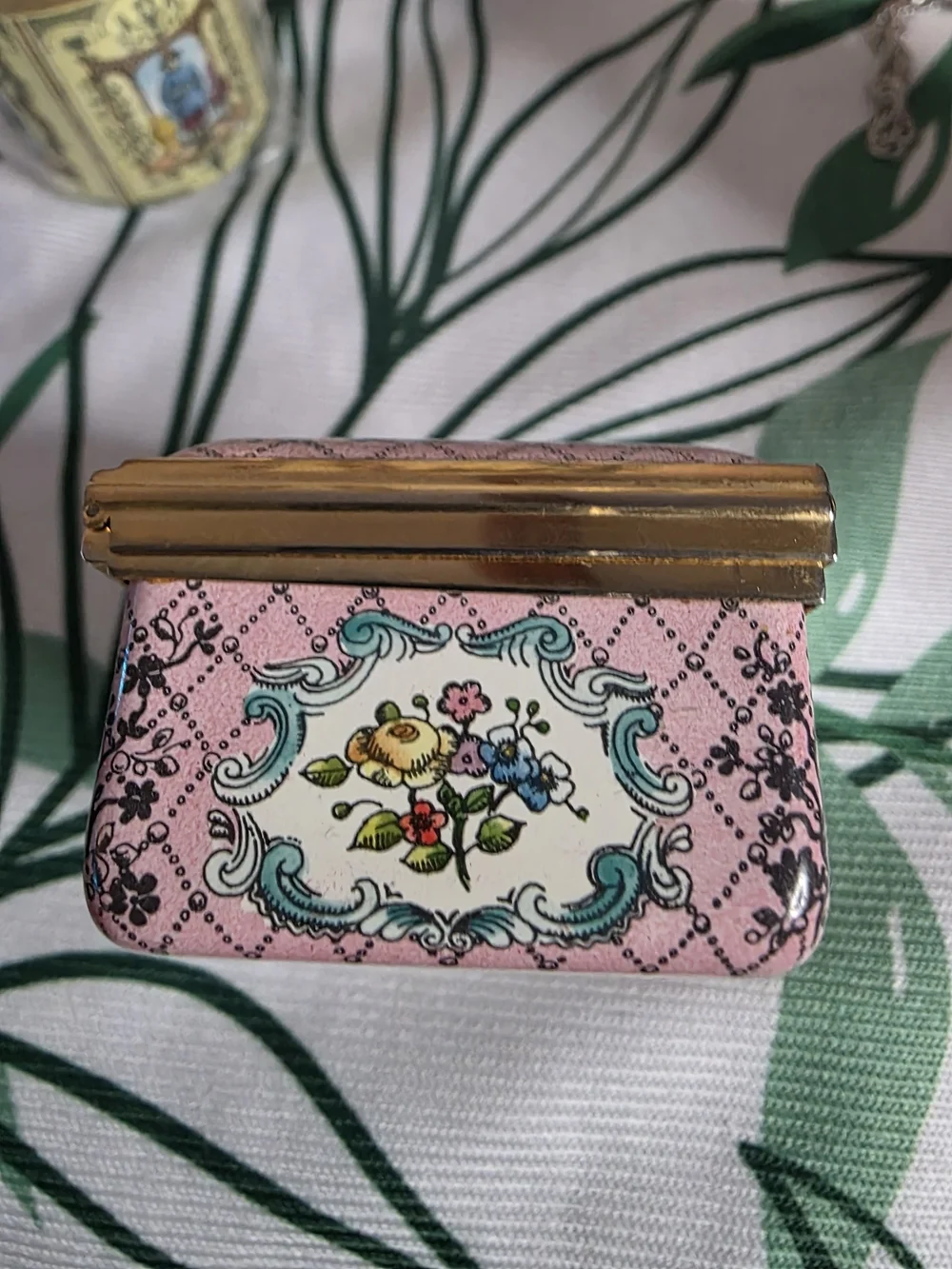 Vintage Halcyon Days Enamels Floral Trinket Box Pink Bilston Battersea England
